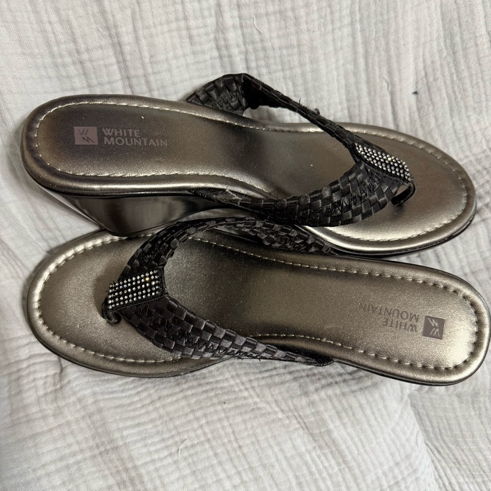 White Mountain Black Wedge Sandals - Sz 9.5